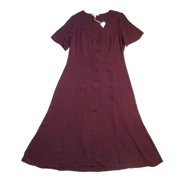 NWT Reformation Locklin in Prune Button Front Midi Shirt Dress 12 $198